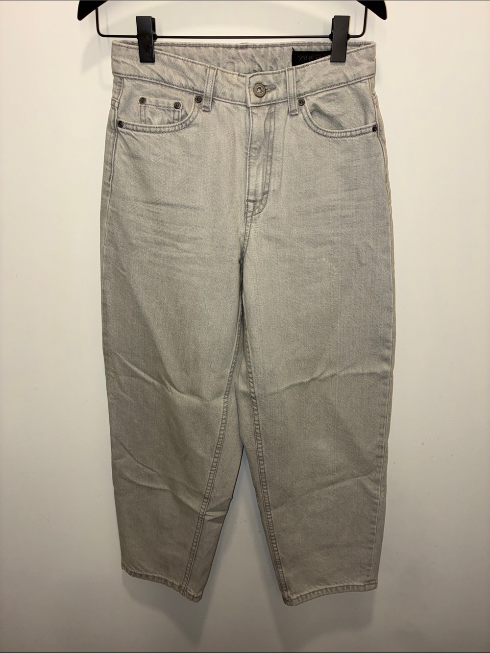 Zara grey denim mid rise tapered